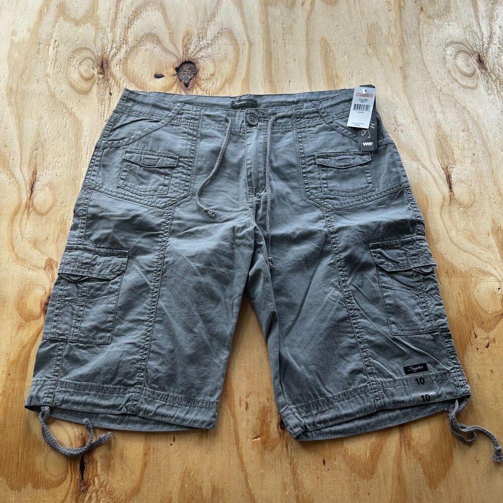 Supplies by Unionbay Grey Cotton Utility Cargo Shorts - Size 10
